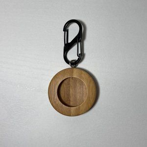 Wood Airtag Case Real Bamboo Wood Tan Keychain Magnetic
